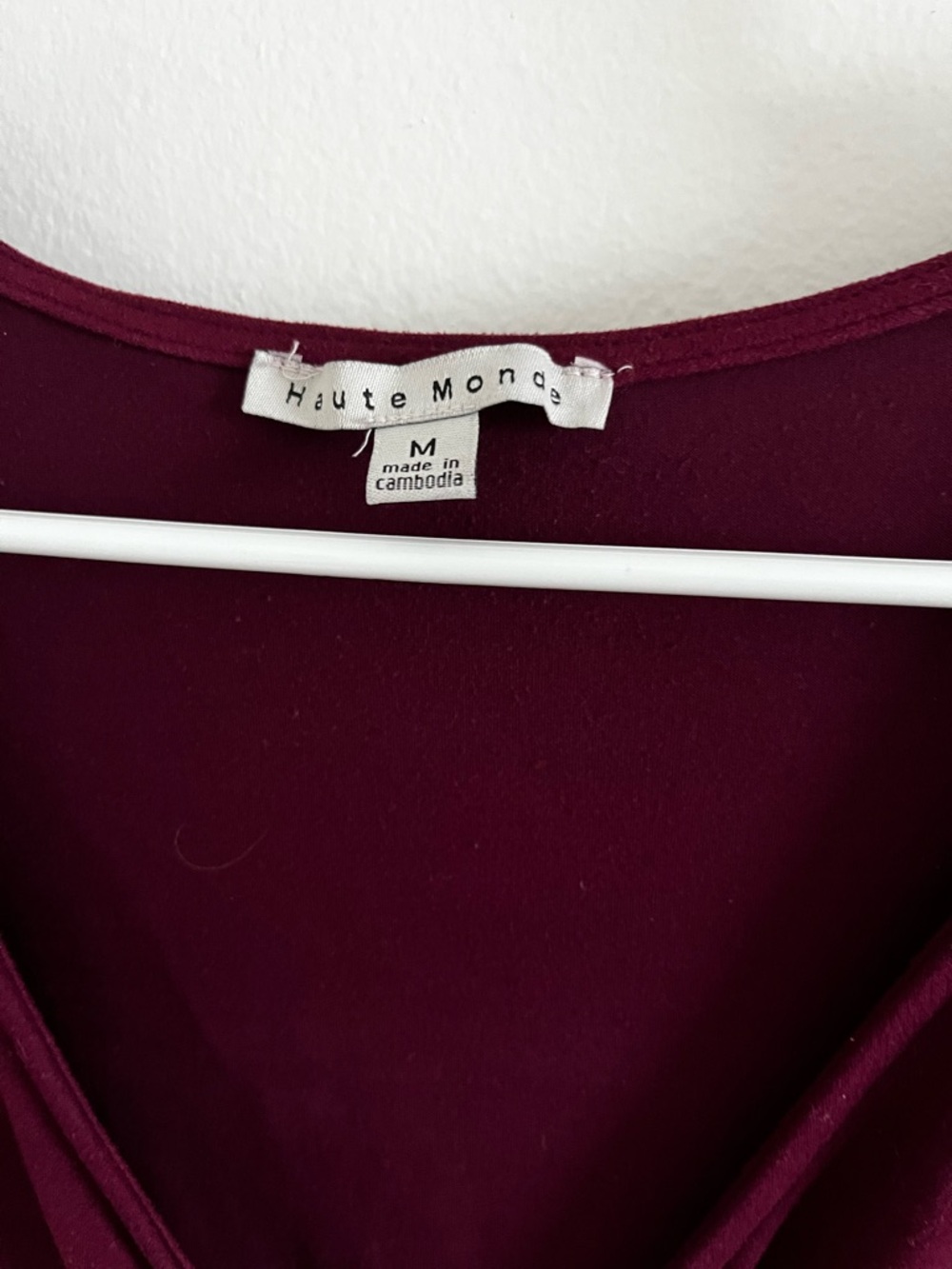 Haute Monde Wine Wrap Tie Bell Sleeve Top - Picture 3 of 7